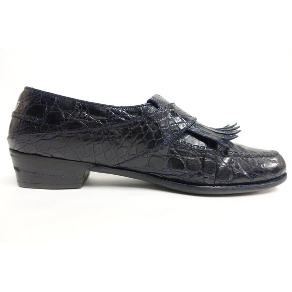 SUSAN BENNIS WARREN EDWARDS Men Genuine Crocodile Loafers Size 11 D Navy Blue main image 5